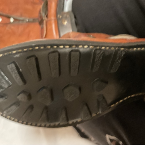 Zigi Girl Brown/Tan Distressed Cowboy Boots with Buckles and Jewels Size 9 - Picture 10 of 16